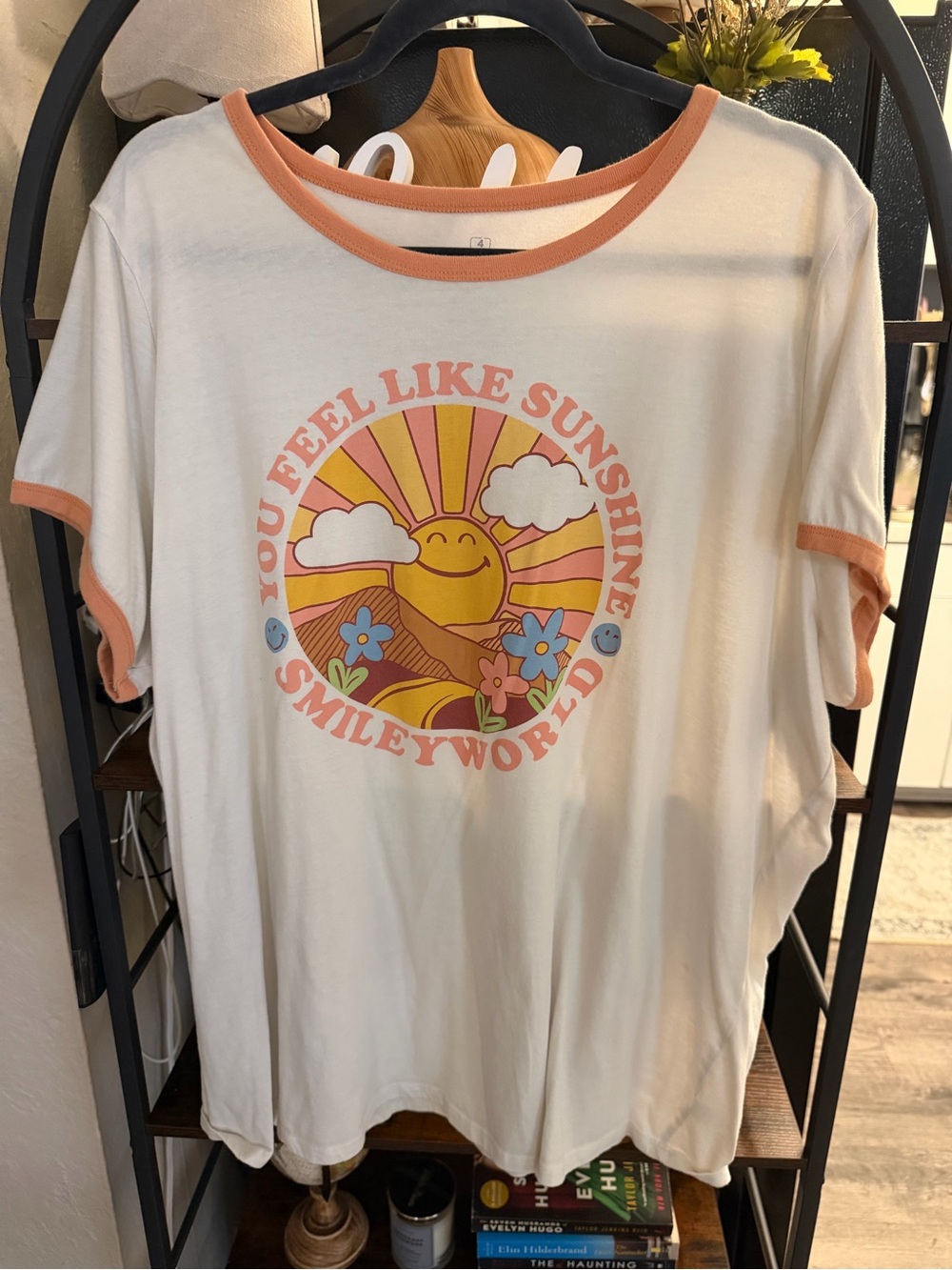 torrid Cream Graphic Tee with Peach Trim and Sunshine Print